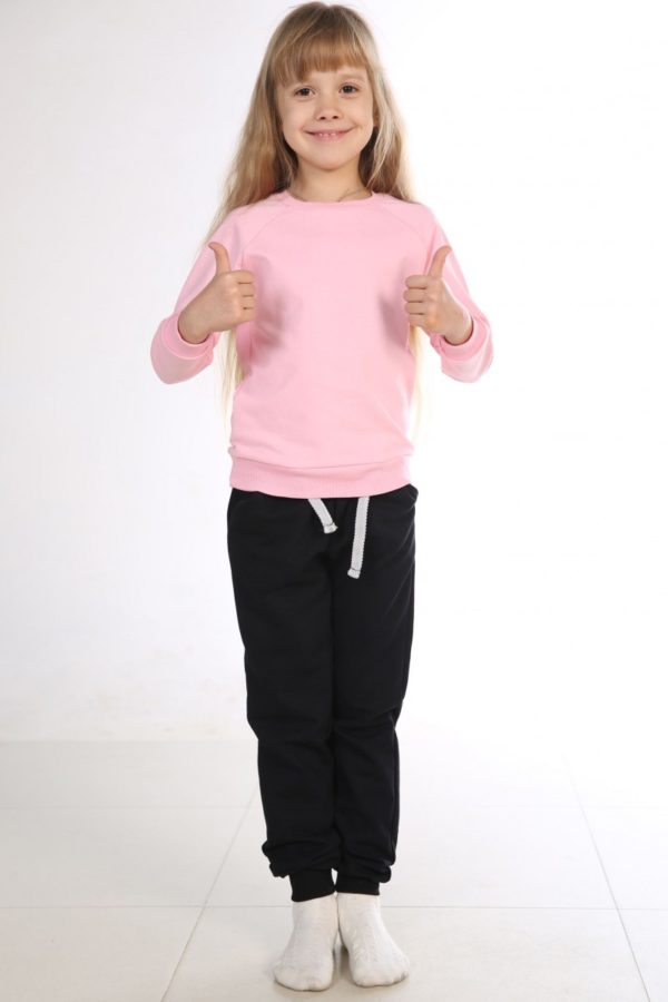 Костюм спортивный детский брюки-свитшот розовый-черный